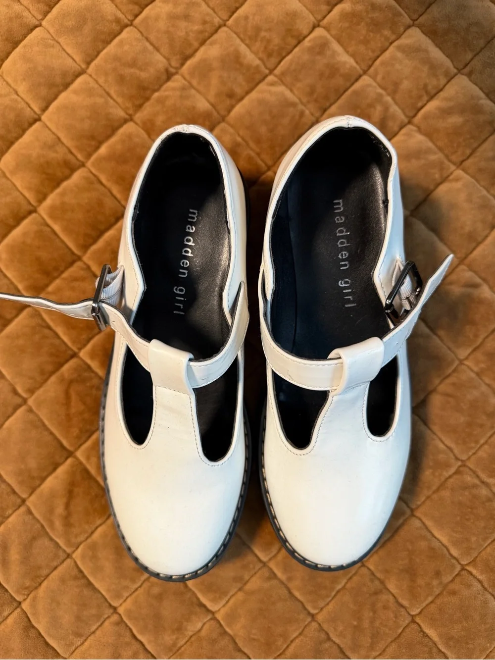 Madden girl White Chunky Platform Mary Jane Shoes with Buckle